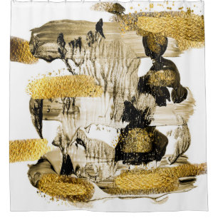 Art and Gold. Trendy colour with golden paint and Shower Curtain