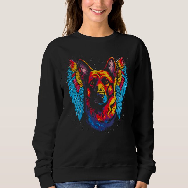 Art Angel Wings German Shepherd Dog Sweatshirt (Front)