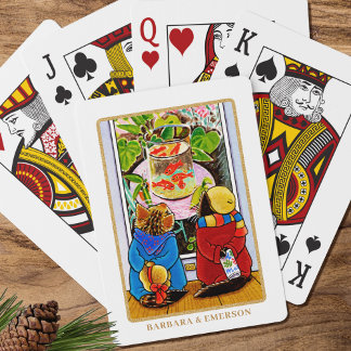 'Art Appreciation' Cute Cat Custom Name Playing Cards