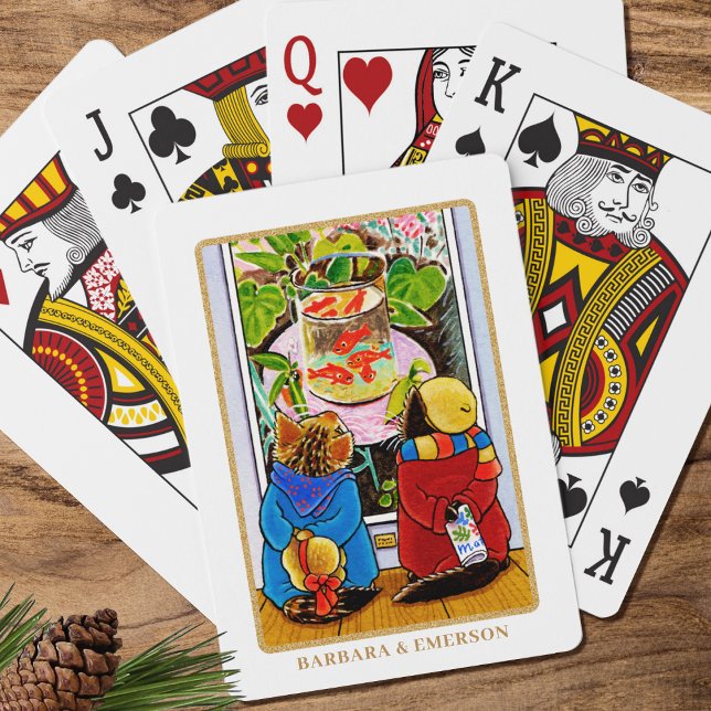 'Art Appreciation' Cute Cat Custom Name Playing Cards (Creator Uploaded)
