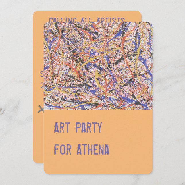 Art Artsy Artists Painting Party Invitation (Front/Back)