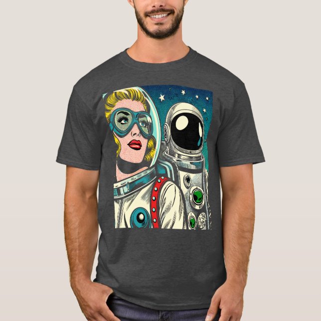 Art Astronauts in Space Comic Book Style T-Shirt (Front)