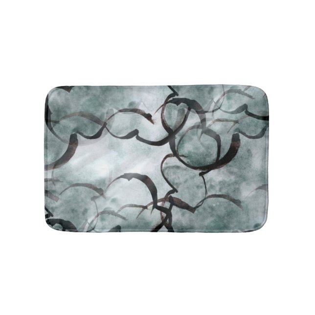 art avant-garde grey, black hand paint bath mat (Front)