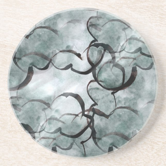art avant-garde grey, black hand paint coaster (Front)