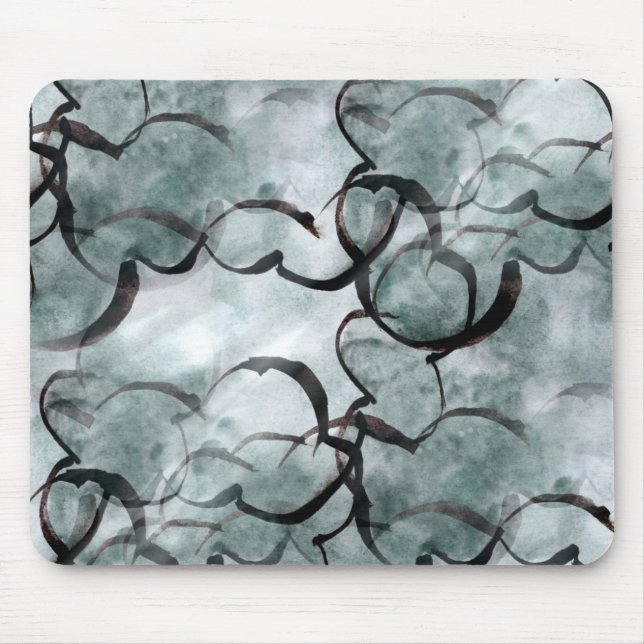art avant-garde grey, black hand paint mouse pad (Front)