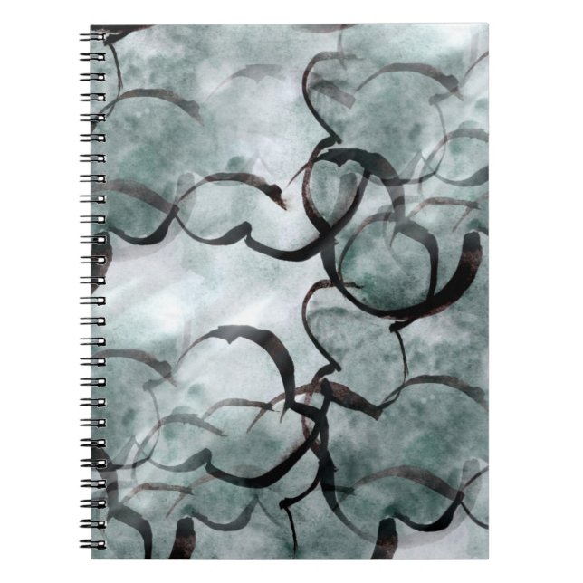 art avant-garde grey, black hand paint notebook (Front)