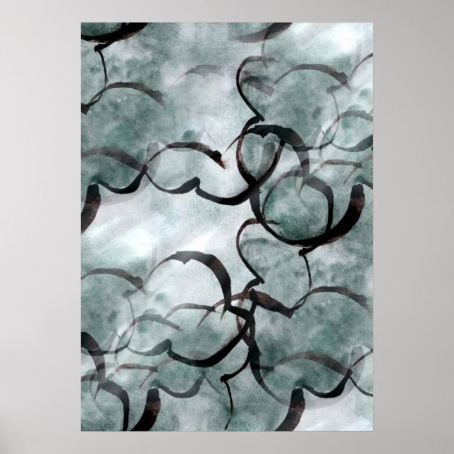 art avant-garde grey, black hand paint poster (Front)