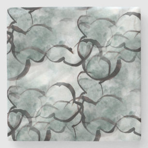 art avant-garde grey, black hand paint stone coaster