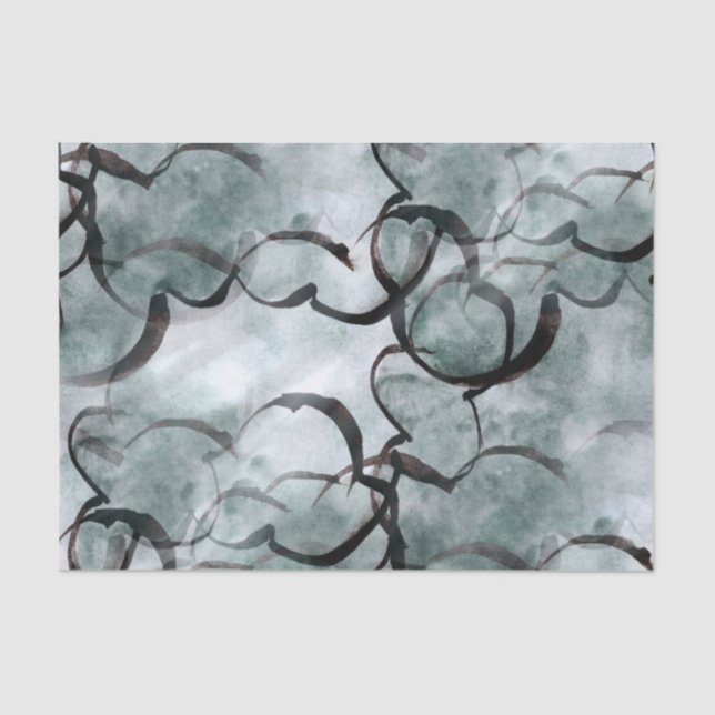 art avant-garde grey, black hand paint tissue paper (Front)