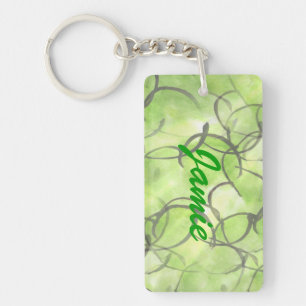 art avant-garde hand paint background green key ring