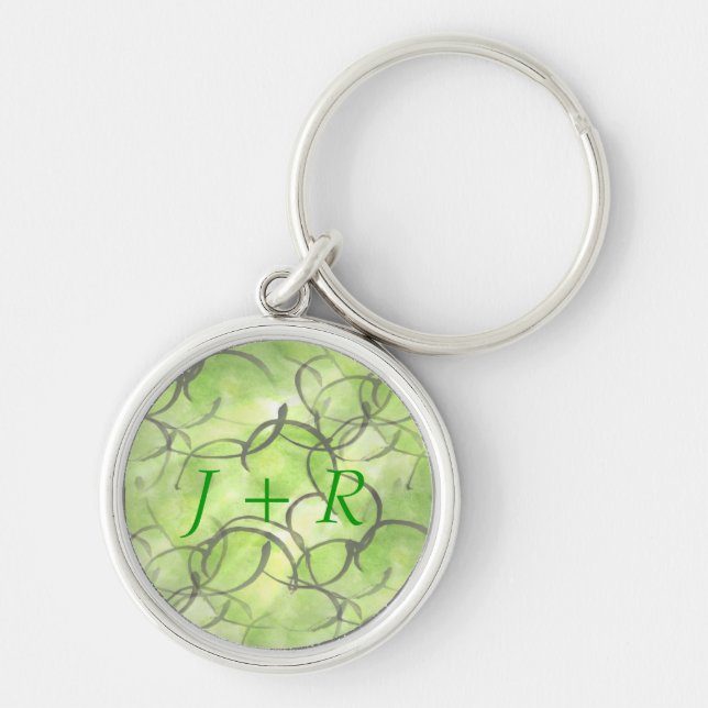 art avant-garde hand paint background green key ring (Front)