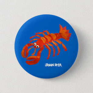 Art Badge Button: Cornish Lobster