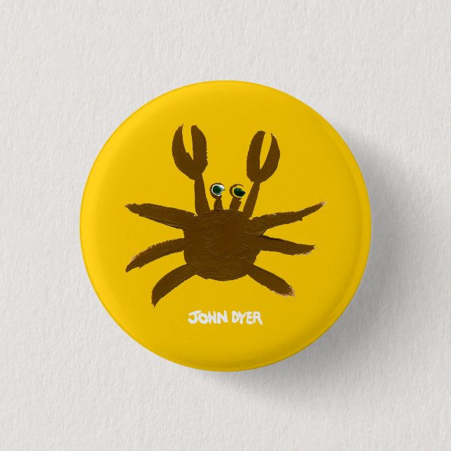 Art Badge Button: John Dyer Crazy Beach Crab (Front)