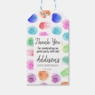 Art Birthday favour tag , Paint Birthday favour ta