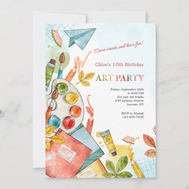 Art Birthday Party Invitation (Front)