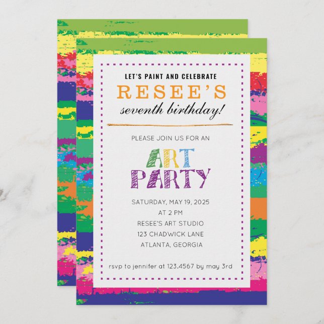 Art Birthday Party Invitation (Front/Back)