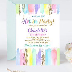 Art Birthday Party Invitation Painting Party Invit