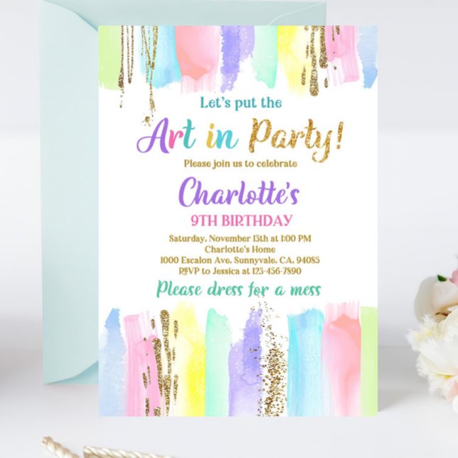 Art Birthday Party Invitation Painting Party Invit (Creator Uploaded)