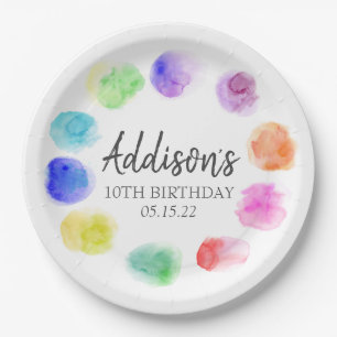 Art Birthday Plates, Paint Birthday Paper Plates