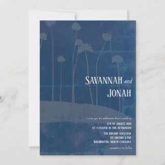 Art Blue Flower Unique Wedding Invitation