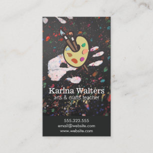 Art Brushes and Palette   Hand Painting Business Card