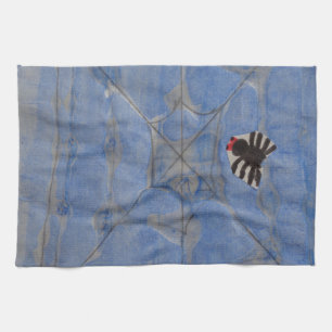 Art by Children, Spider with cobweb, drawing Tea Towel