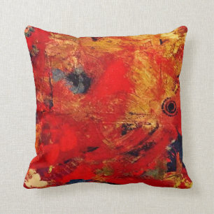 Art by DS Watkins Red and Gold Abstract Cushion