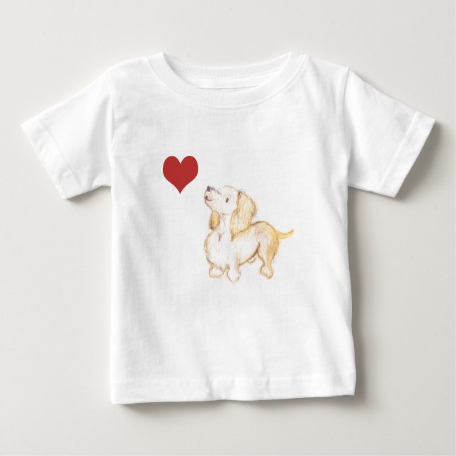 "Art by Heather" love Dachshund childs tshirt (Front)