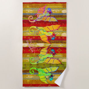Art by Micheal Dragons Beach Towel 