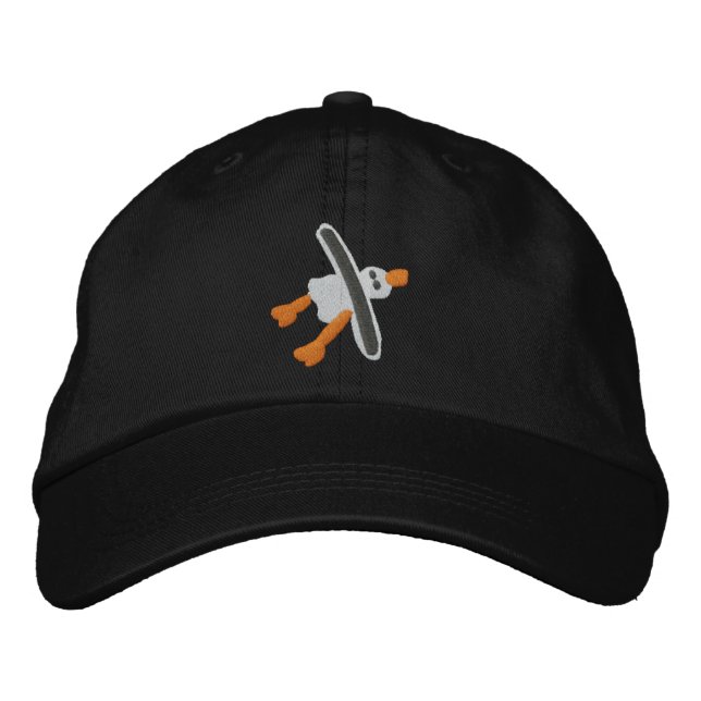 Art Cap: Smart Black Back Seagull. Embroidered Hat (Front)