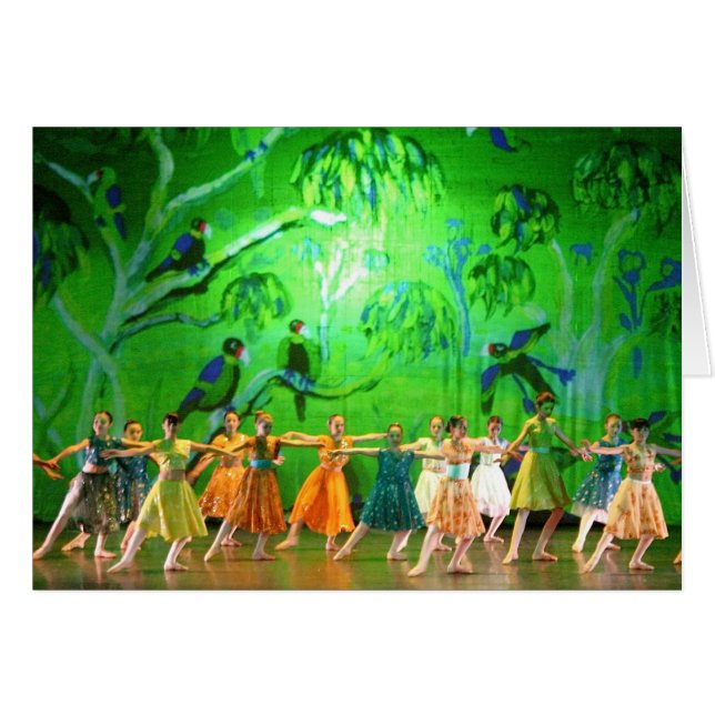 Art Card: Emerald Parrots. Ballet Menton. (Front Horizontal)