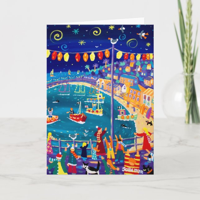 Art Card: Lanterns and Lights, Mousehole Holiday Card (Front)