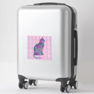 Art Cat Silhouette Vintage Style Sticker