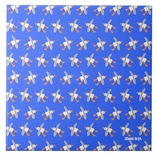 Art Ceramic Tile: John Dyer. Cornish Seagulls Tile (Front)