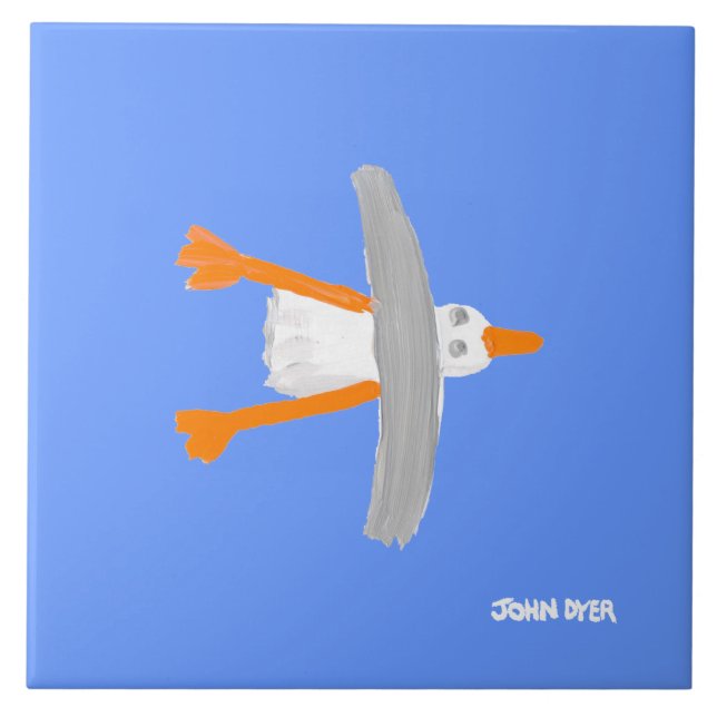 Art Ceramic Tile: John Dyer Flying Seagull Tile (Front)