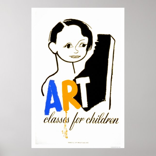 Art Classes Children 1940 WPA Poster (Front)
