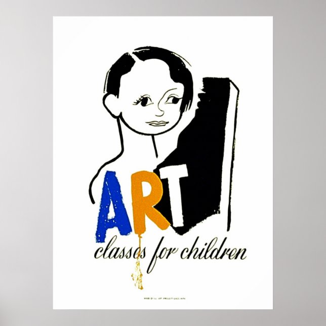 Art Classes for Children - WPA Poster with Child  (Front)