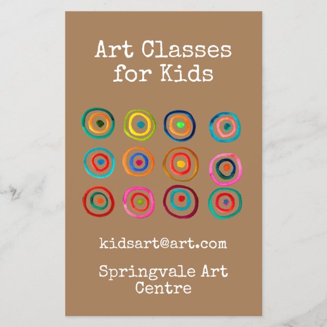 Art Classes for Kids business rainbow circles Flyer (Front)