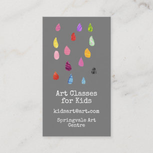 Art Classes for Kids business raindrops Business Card