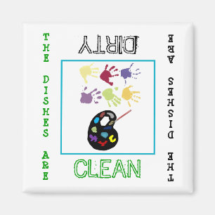 Art Clean Dirty Dishwasher Magnet