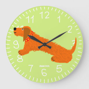 Art Clock: John Dyer Sausage Dog Lime Large Clock
