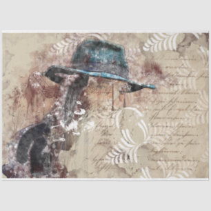 Art Collage 11 Girl 20x30  Decoupage Tissue Paper