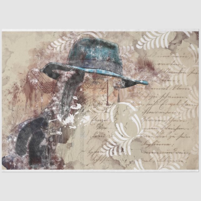 Art Collage 11 Girl 20x30  Decoupage Tissue Paper (Front)