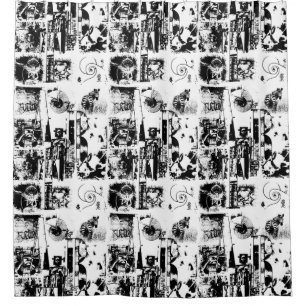 ART COLLAGE black & white + your ideas Shower Curtain