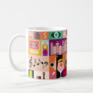 Art collage, musical vintage illustration. Patchwo Coffee Mug