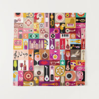 Art collage, musical vintage illustration. Patchwo