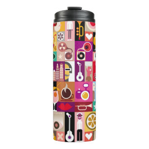 Art collage, musical vintage illustration. Patchwo Thermal Tumbler