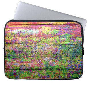 Art Colour Acrylic Flower Painting on Wood #3 Laptop Sleeve