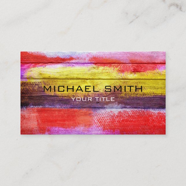 Art Colour Acrylic Painting on Wood #2 Business Card (Front)