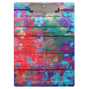 Art Colour Flower Painting on Wood #2 Clipboard